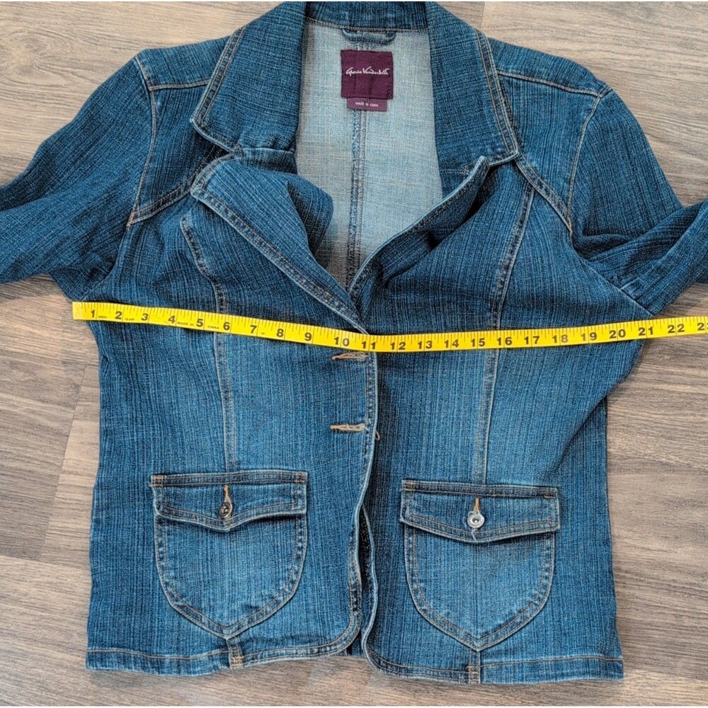 Gloria Vanderbilt Women's Blue Denim Jacket Collared Button Pockets Size XL - Picture 9 of 10
